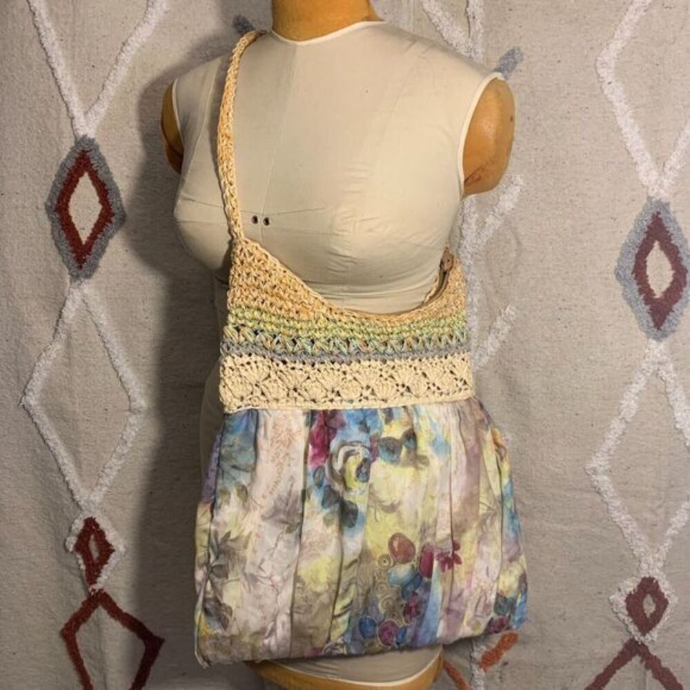 Cappelli Straworld Bag Purse Shoulder Boho Bohemian Straw Rattan Woven Flowy
